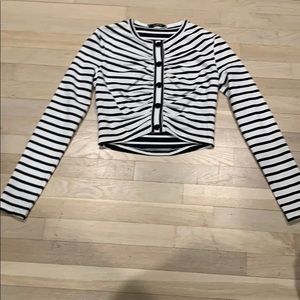 Striped long sleeve crop top